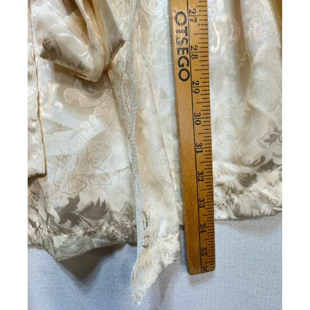 Vintage 1980s Victoria's Secret Satin Kimono Robe One Size Ivory Lace Intimates - Picture 9 of 15